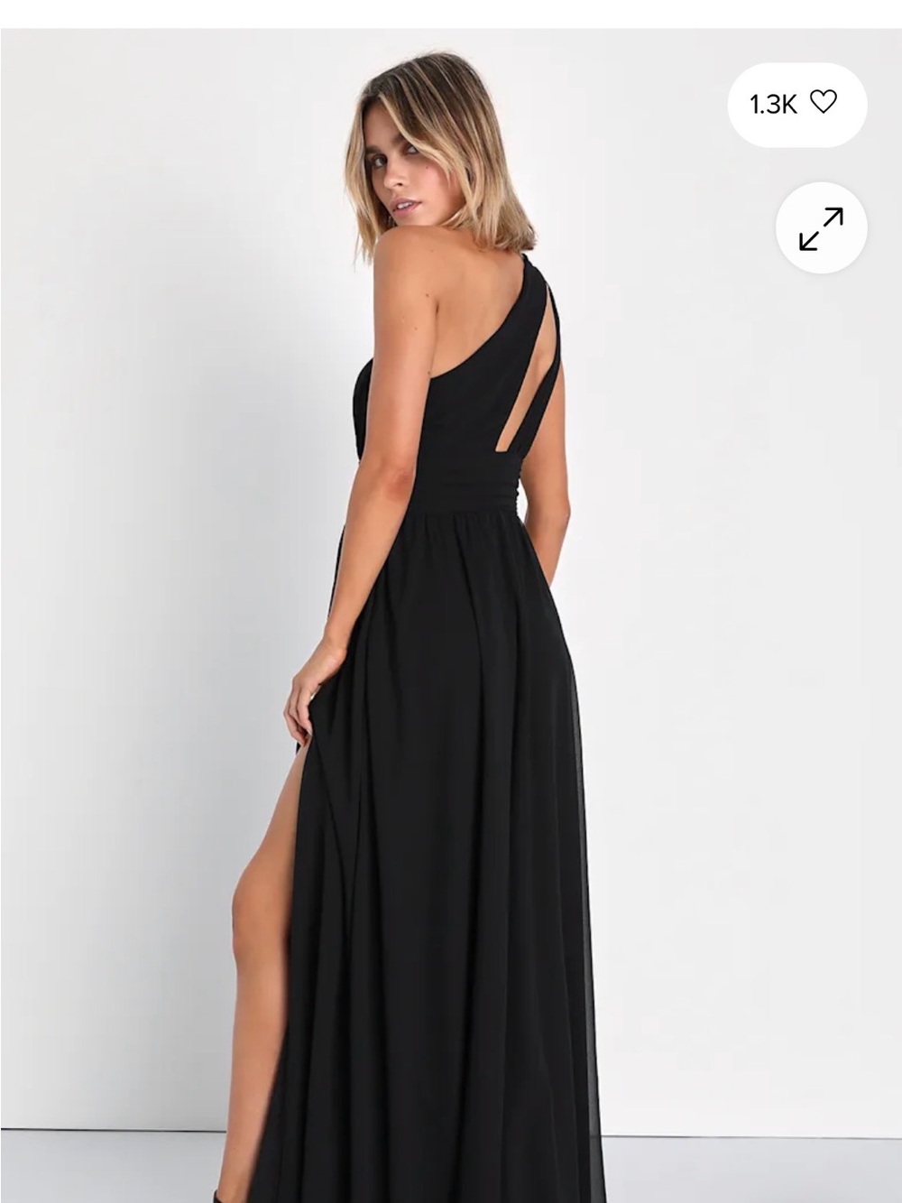 Lulu's Black One-Shoulder Maxi Dress with Side Slit